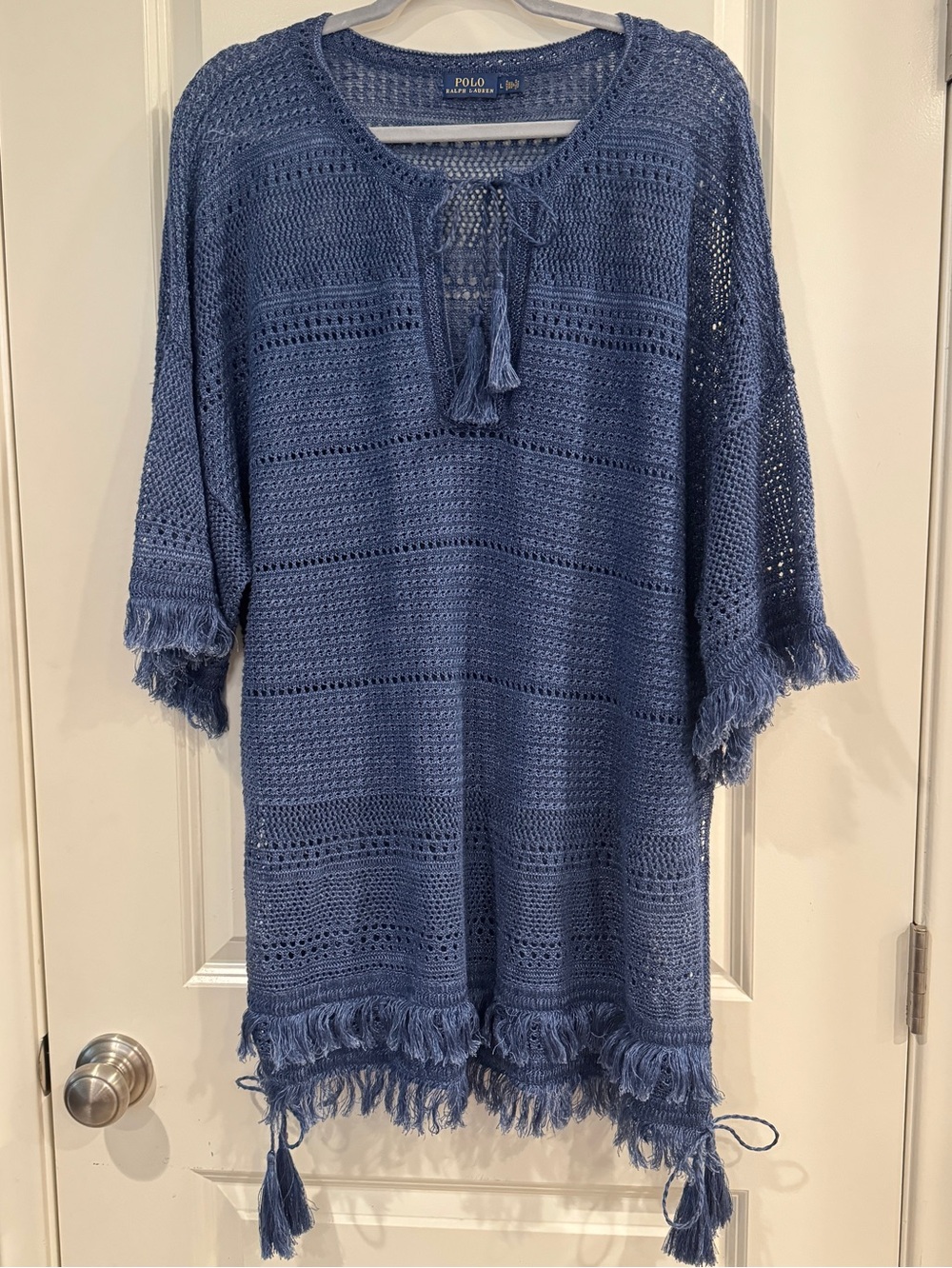 Polo by Ralph Lauren Blue Crochet Fringe Swim Coverup
